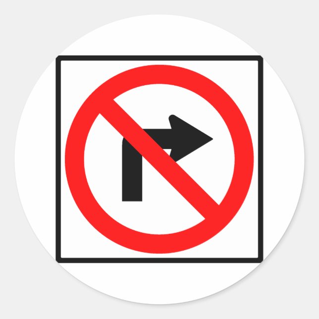 Sticker Rond Pas de panneau routier de virage droit (Devant)