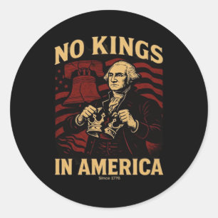 Sticker Rond Pas de rois en Amérique depuis 1776 Anti-Donald Tr