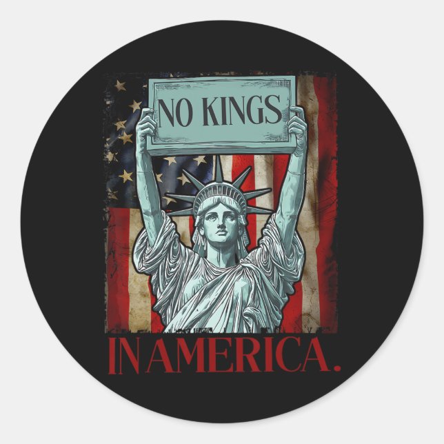 Sticker Rond Pas De Rois En Amérique Rétro De Liberté (Devant)