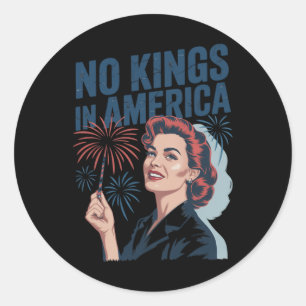 Sticker Rond Pas De Rois En Amérique Retro Usa