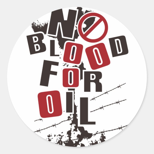 STICKER ROND PAS DE SANG POUR LE PÉTROLE (Devant)