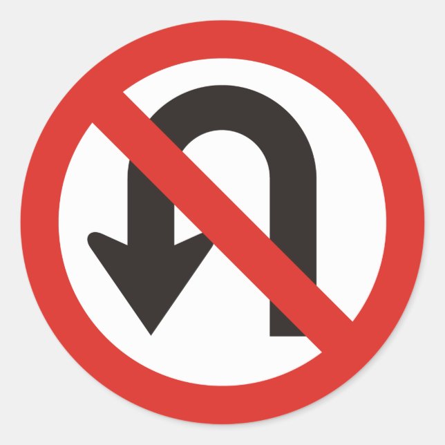Sticker Rond Pas de signe à demi-tour (Devant)