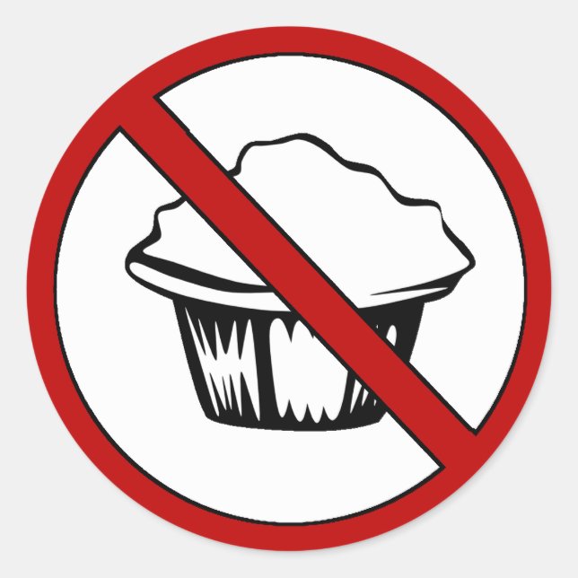 Sticker Rond PAS DE Tops Muffin ! Amusante blague sur les grais (Devant)