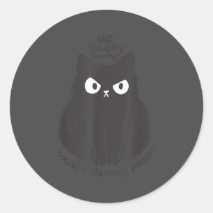 Sticker Rond Pas de touche, distanciation sociale s'il vous pla