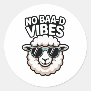 Sticker Rond Pas de Vibes Baa-d Sheep