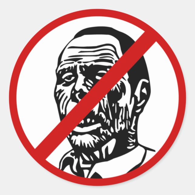 Sticker Rond Pas de zombies (Devant)
