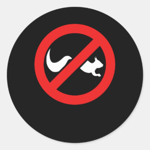 Sticker Rond Pas d'écureuil avec le symbole de l'interdiction r