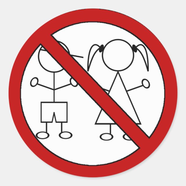 Sticker Rond Pas d'enfants de la figure de bâton (Devant)
