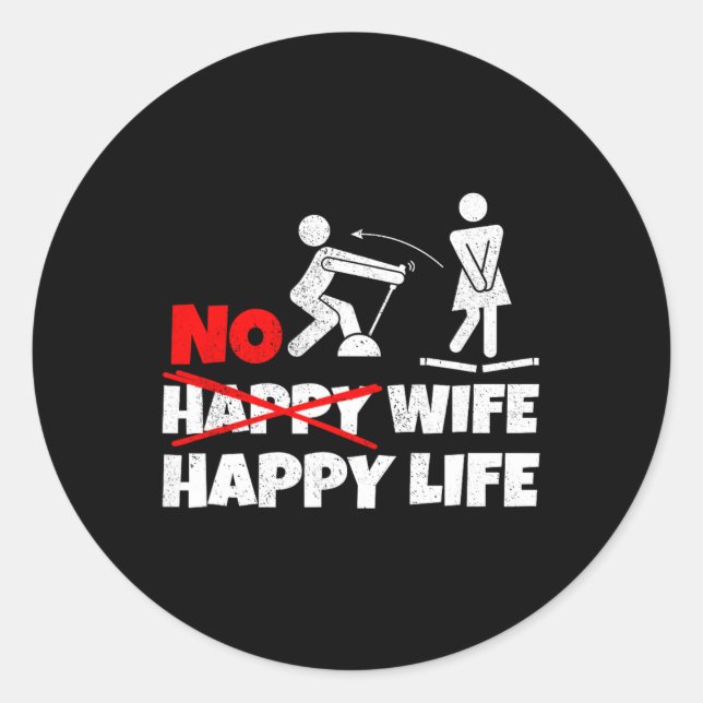 Sticker Rond Pas d'épouse heureuse heureuse vie épouses mariée  (Devant)