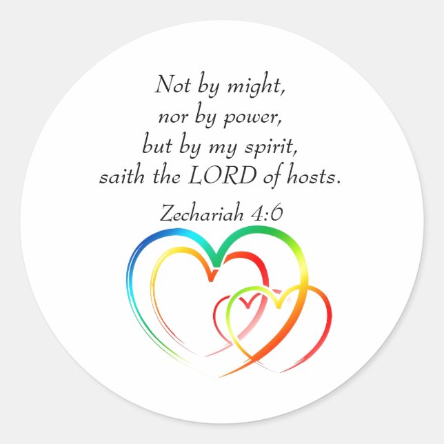 Sticker Rond Pas par Might - Zacharie 4:6 (Devant)