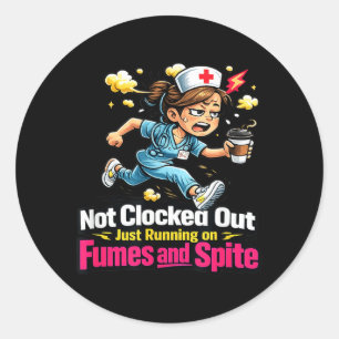 Sticker Rond Pas Pointé En Train De Courir Sur Les Vapeurs Et L