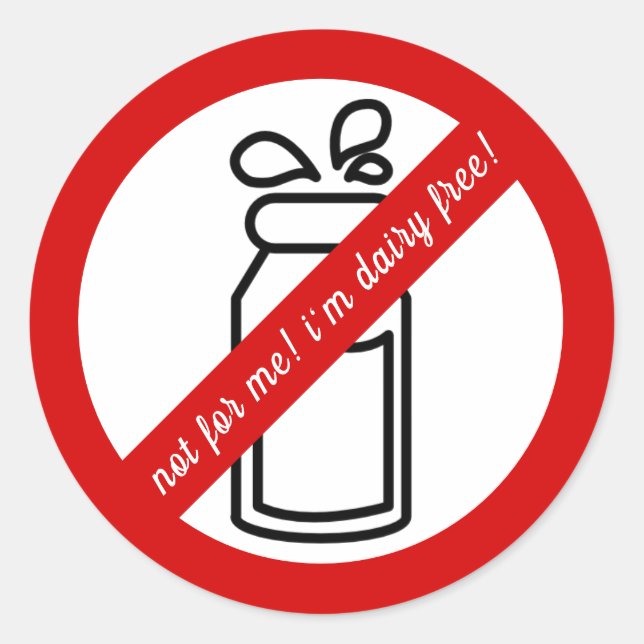 Sticker Rond Pas pour moi, je ne suis pas laitier ! Alerte d'al (Devant)