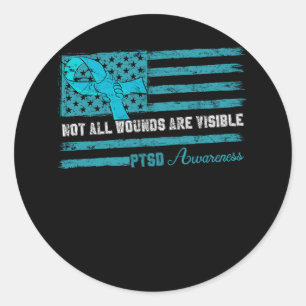 Sticker Rond Pas toutes les blessures Visible PTSD Sensibilisat