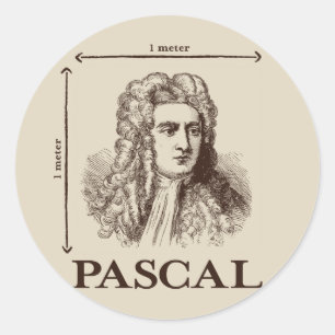Sticker Rond Pascal = 1 newton par mètre carré plaisanterie mat