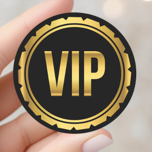 Sticker Rond Pass VIP Party Circle Or et Noir