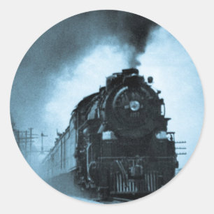 Sticker Rond Passager Pacifique de vapeur du Missouri cyan