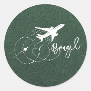 Sticker Rond Passeport Brésil Vert