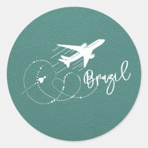 Sticker Rond Passeport brésilien turquoise