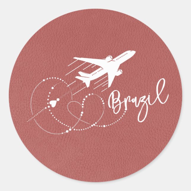 Sticker Rond Passeport du Brésil en Bourgogne légère (Devant)