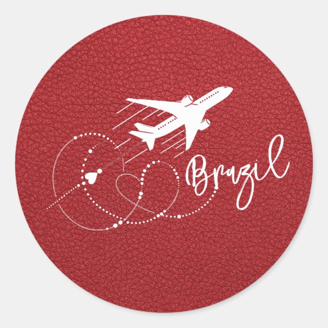 Sticker Rond Passeport du Brésil Rouge (Devant)