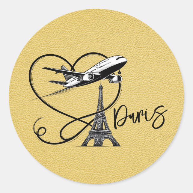 Sticker Rond Passeport Paris Jaune (Devant)