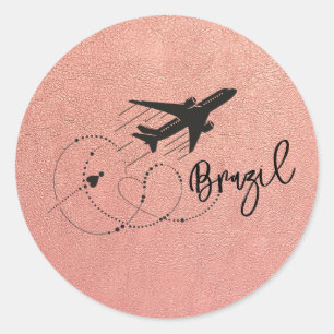 Sticker Rond Passeport rose Gold Brésil
