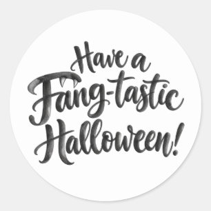 Sticker Rond Passez un Halloween fantastique. Vampire drôle et 