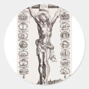 Sticker Rond Passion de Jésus crucifixion du Christ