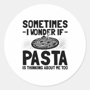 Sticker Rond Pasta Lover   Spaghetti Bologne Idée cadeau