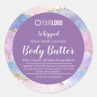 Sticker Rond Pastel Agate Gold Parties scintillant & LOGO Body