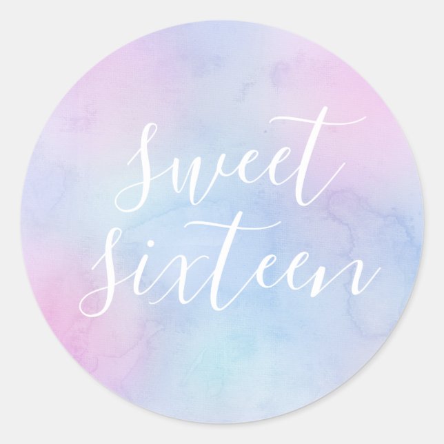 Sticker Rond Pastel Aquarelle Élégant Sweet sixteen pourpre (Devant)