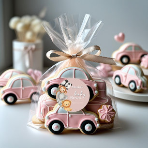 Sticker Rond Pastel Baby shower tropical Jungle Safari Animaux