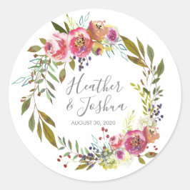 Sticker Rond Pastel Blooms Imaginaire Floral Mariage