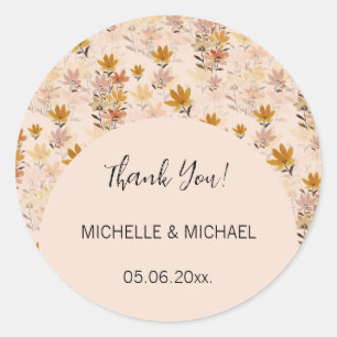 Sticker Rond Pastel Boho Mustard Jaune Fleurs sauvages