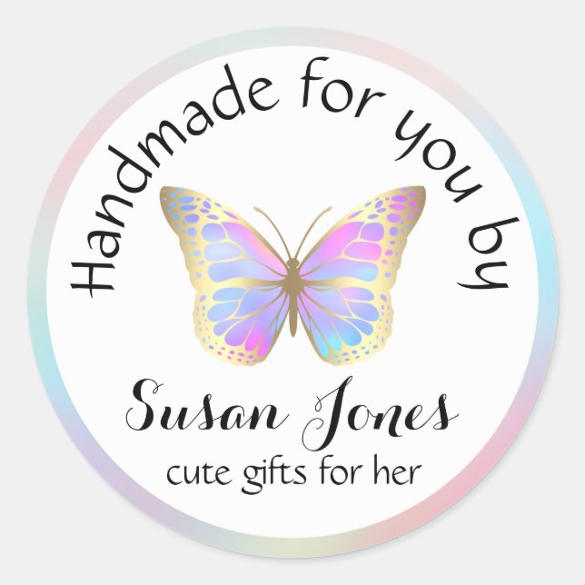 Sticker Rond pastel couleurs papillon logo d'entreprise (Devant)