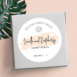 Sticker Rond Pastel Crème Aquarelle Cookies Boulangerie Flavor