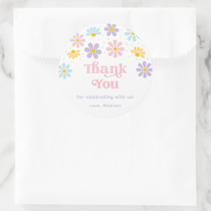 Sticker Rond Pastel Daisy Flower Anniversaire