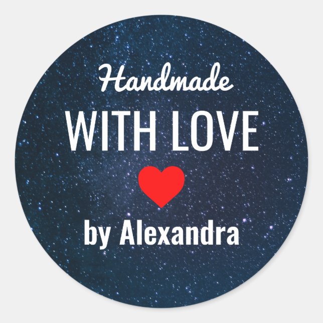 Sticker Rond Pastel d'amour fait main Stars dans le ciel (Devant)