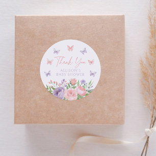 Sticker Rond Pastel Floral Butterfly Baby shower