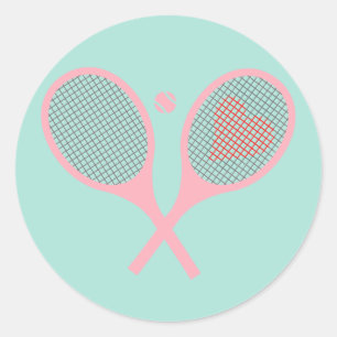Sticker Rond Pastel Heart Tennis Lecteur Racquettes Ball Design