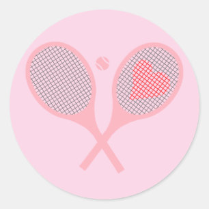 Sticker Rond Pastel Heart Tennis Lecteur Racquettes Ball Design
