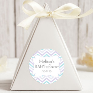 Sticker Rond Pastel Lavender et Aqua Zig Zag Baby