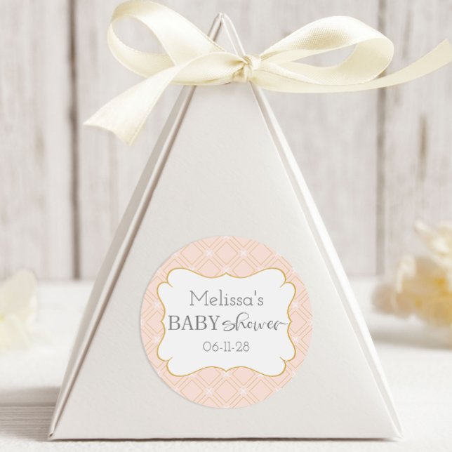 Sticker Rond Pastel Peach et Gold Géométrique (Créateur téléchargé)