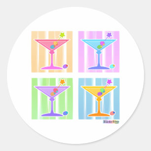 STICKER ROND PASTEL POP ART MARTINIS