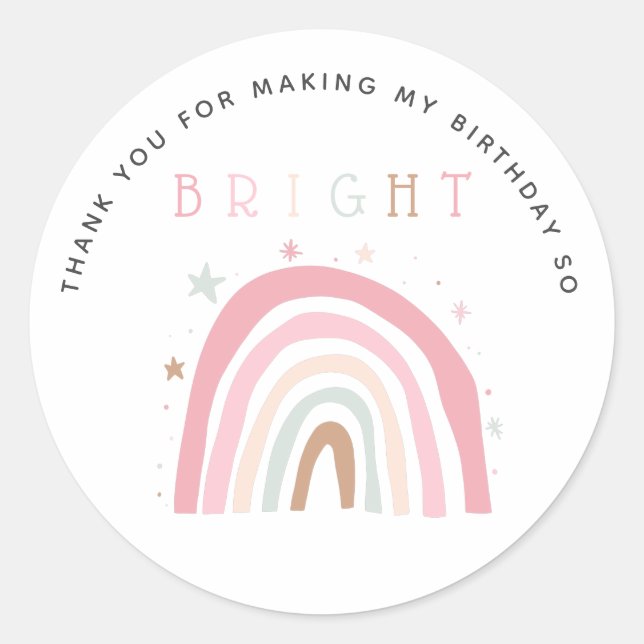 Sticker Rond Pastel Rainbow Anniversaire de enfant So Bright Fa (Devant)