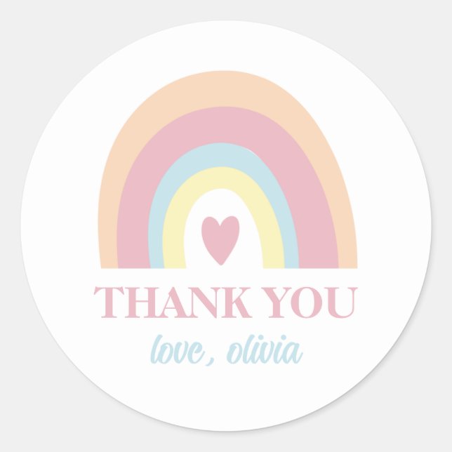 Sticker Rond Pastel Rainbow Anniversaire Merci Favoriser (Devant)