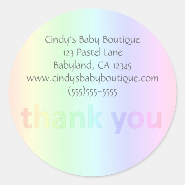 Sticker Rond Pastel Rainbow Custom Business Merci (Devant)