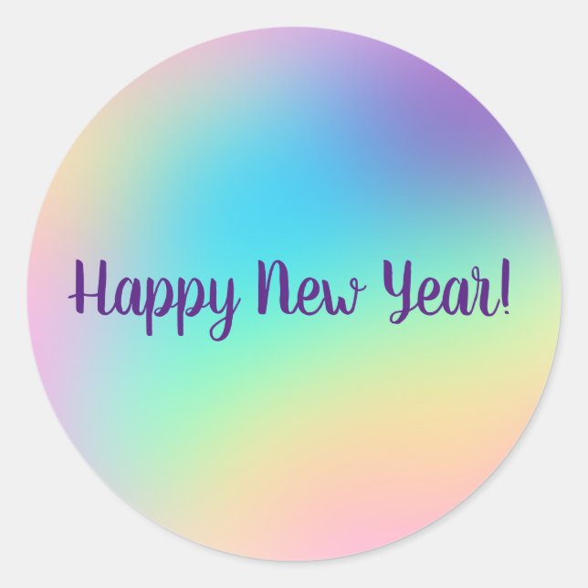 Sticker Rond Pastel Rainbow fête du Nouvel An (Devant)