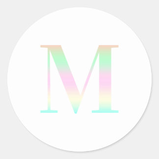 Sticker Rond Pastel Rainbow Gradient "M" Serif Monogramme