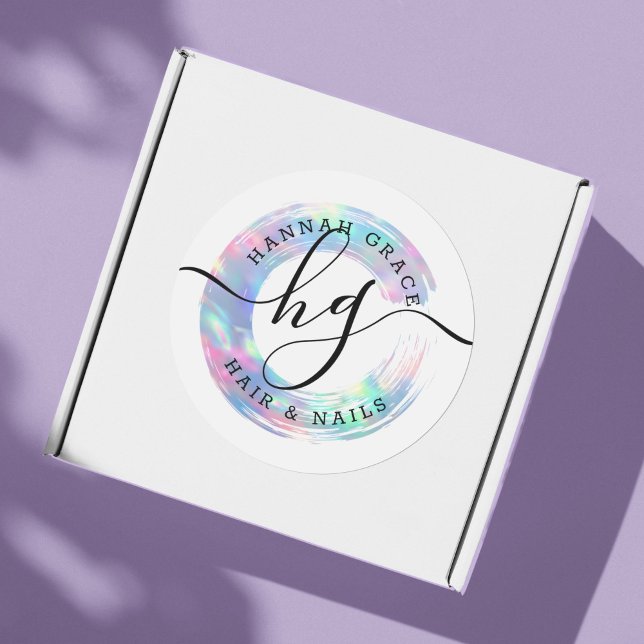 Sticker Rond Pastel Rainbow Paint Swash Logo Personnalisé Chic  (Créateur téléchargé)